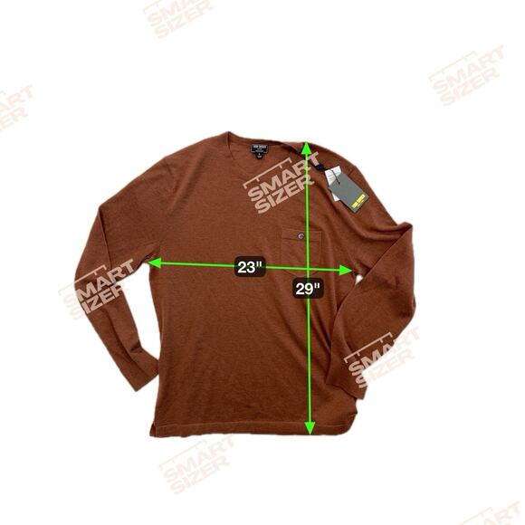 New Todd Snyder Mens Long Sleeve 100% Cashmere Crewneck Pocket Camel Brown Large - Picture 9 of 9